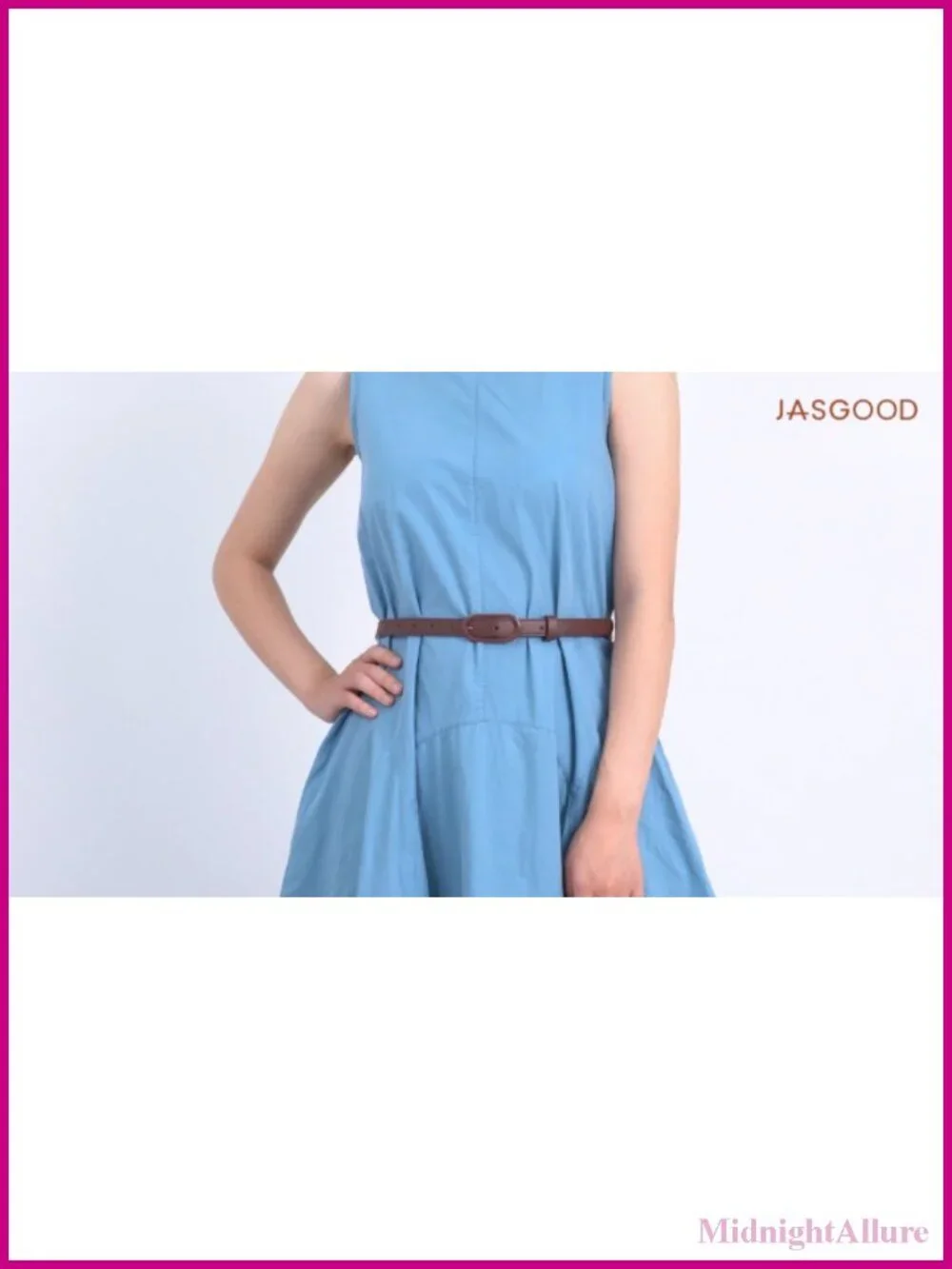 Women Skinny PU Leather Belt Thin Waist Oval Pin Buckle 0.7